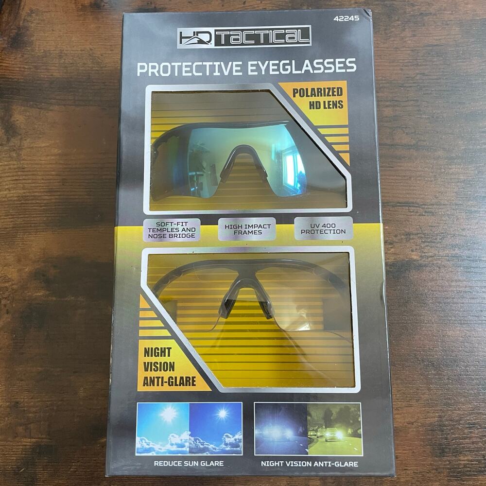 HD Tactical protective eyeglasses 2 Pair Polarized Lens Night Vision Anti-Glare